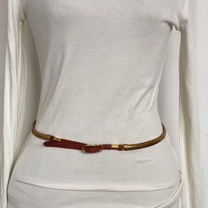 Vintage gold and leather necklace